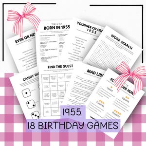 Born in 1955 Happy 70th Birthday Party Game Night Printable Bundle Elderly Games Party Activities Trivia for Seniors Milestone Birthday Game