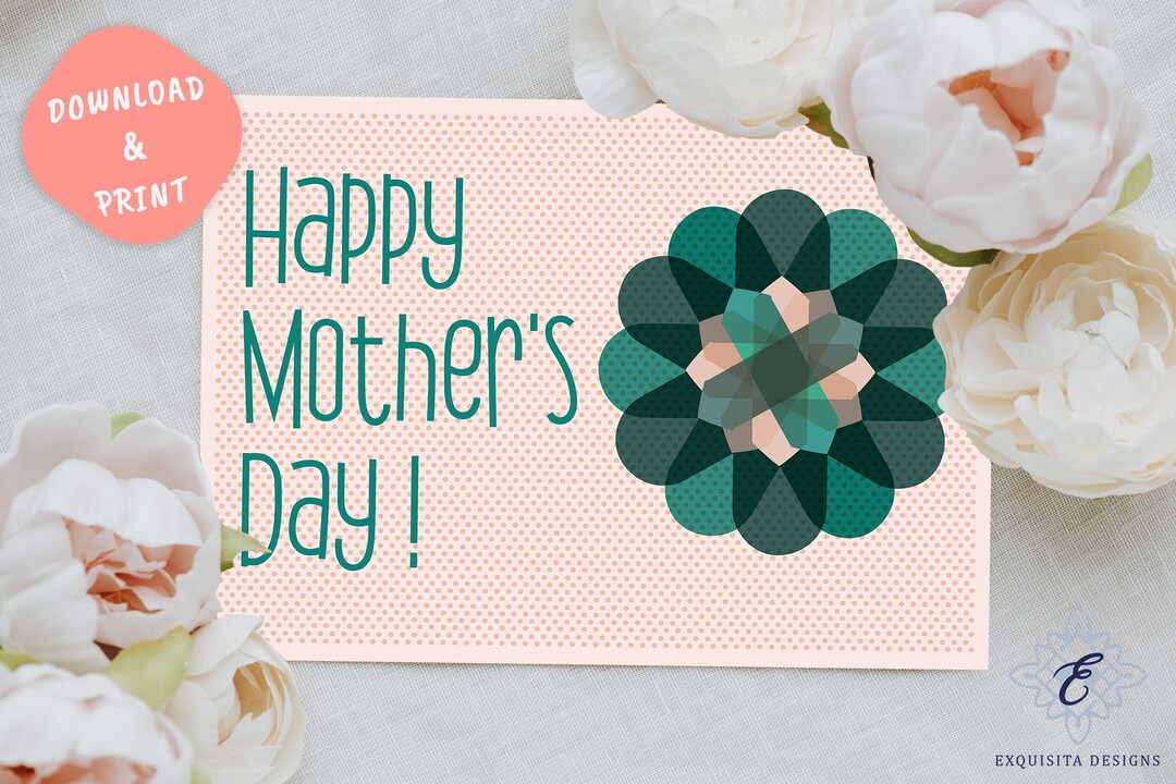 Happy Mother's Day Card Printable, Floral 5x7 Greeting Card, Digital ...