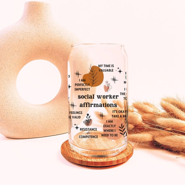 Social worker gift, social worker glass can, social worker cup, social worker appreciation, social worker tumbler, msw graduation gift, lcsw
