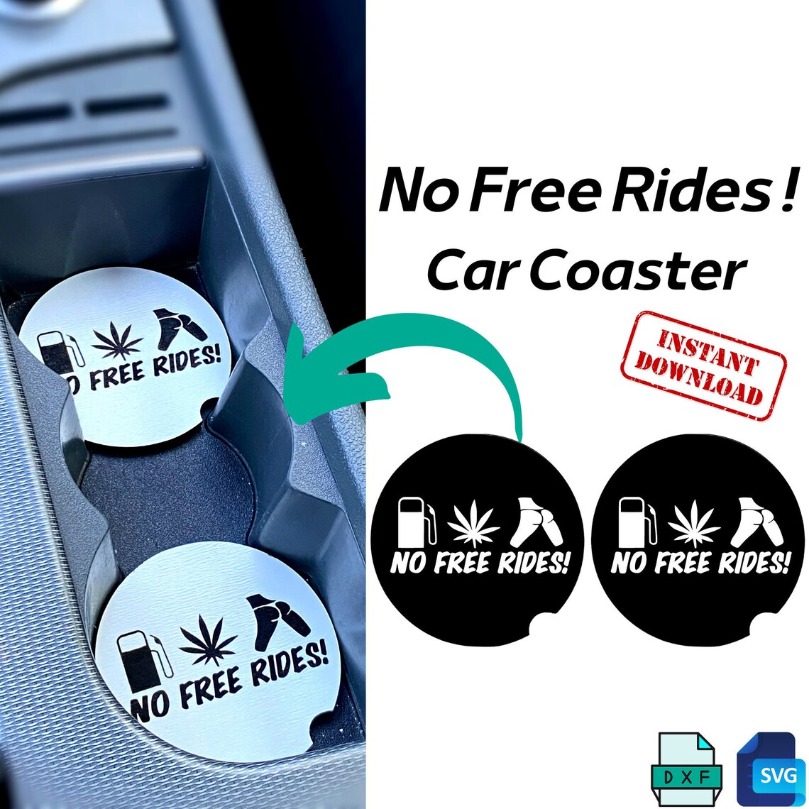 Car Coasters Digital Cut File Car Coasters SVG No Free Etsy