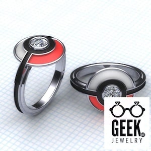 Poke Engagement Ring with Enamel- Ladies