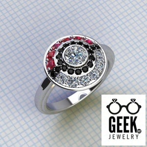 Poke Engagement Ring with plain shank,-Ladies