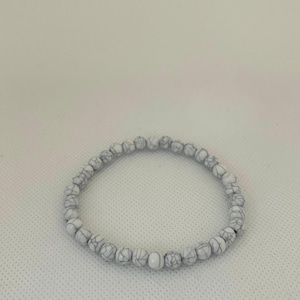 White Marble 6mm Handmade Bracelet