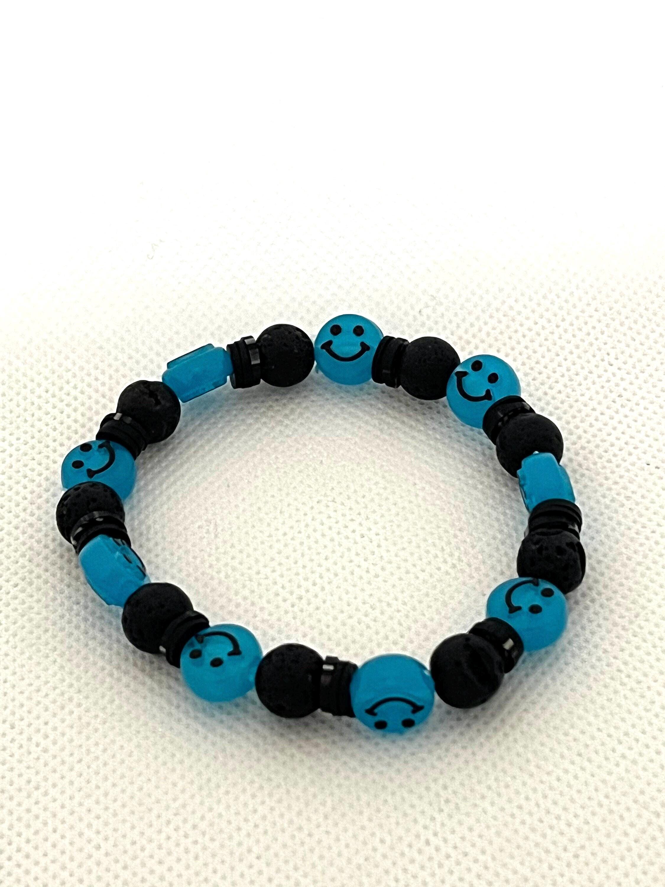 Smiley bleu lave fait main