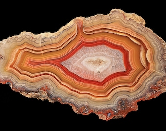 Laguna Agate Slice: Polished Red Yellow Druzy Mexican Stone Slab