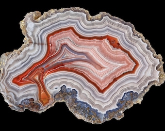 Laguna Agate Half Nodule: Lavender, Purple, Red & White Flow Channel Extreme Parallax
