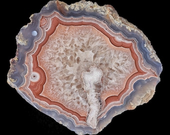 Large Laguna Agate Half Nodule from Mexico: Pastel Colors and Flow Channel