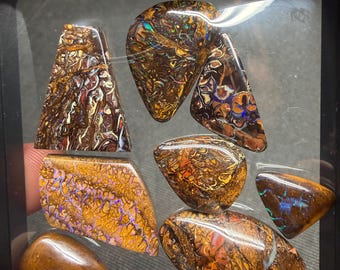 Koroit Boulder Opal 68 piece specimen lot 7350 ctw colorful flash patterns