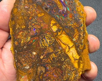 Koroit-Boulder-Opalplatte der Güteklasse AA zum Cabochon-Schliff oder für Schmuck, mehrfarbiger Glanz! 190 Gramm (950 Karat)