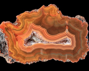 Orange Condor Agate Nodule from Argentina: Tight Banding, Polished Crystal Geode