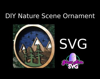 DIY Layered Forest Mountain Christmas Ornament Laser Cut File (SVG) Glowforge OmTech RESIZEABLE