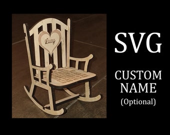 Christmas Heaven Rocking Chair Memorial SVG, Custom Name Engraved (Digital Download)