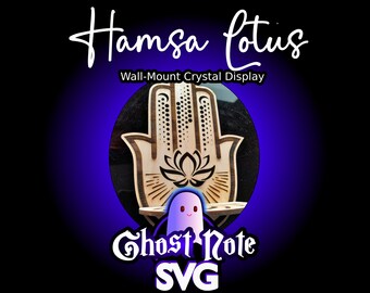 Laser Cut Display Shelf Hamsa Lotus Crystal Layered Laser File SVG Glowforge OmTech Laser for 3mm 4.5mm 5mm