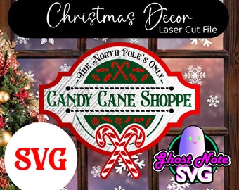 Christmas Sign Candy Cane Shoppe Multi Layer Christmas Decor Sign Wall Art  - Laser Cut FIle (SVG) Glowforge, Cricut, OmTech, Laser