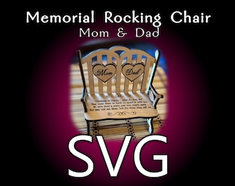 Memorial Rocking Chair, Christmas Heaven, Custom Names Engraved (SVG)