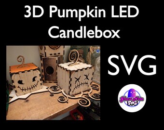 Pumpkin Decor and LED Candlebox 3D (SVG) for Glowforge/OmTech/Lightburn/Laser Cutting
