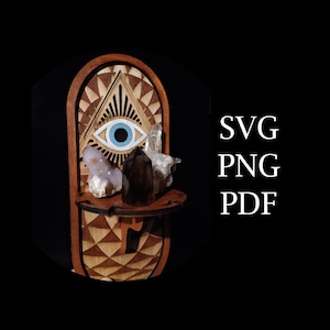Pendulum/Crystal/Necklace Display - Wall Mount Shelf and Hanger (SVG) Glowforge/Lightburn/CNC