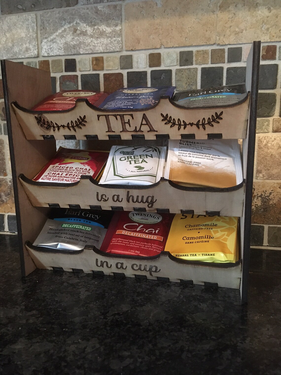 Tea Rack Engraved Countertop Display Laser Cut File SVG Etsy