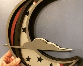 Moon and Stars Layered Wall Art- For Glowforge/Lightburn/Cricut/Laser Cutting (SVG/PNG/PDF)