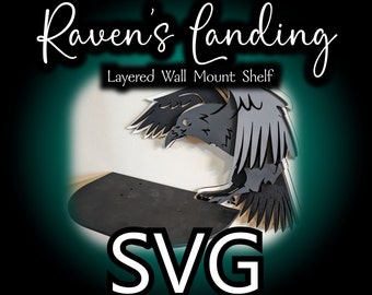 Raven Crow Crystal Shelf Laser Cut File 3D Look  SVG PDF PNG for Glowforge Cricut OmTech