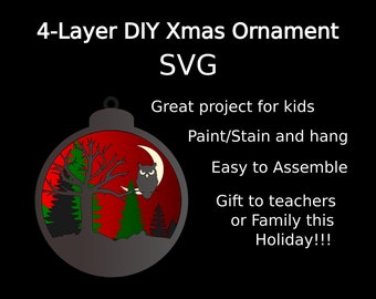 Owl Christmas Ornament Laser Cut File (SVG) - Glowforge, OmTech, CNC