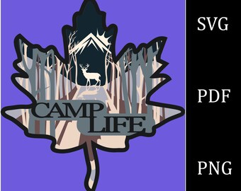 Maple Leaf Forest Deer Scene (SVG/PNG/PDF) - for Glowforge, Lightburn & More!