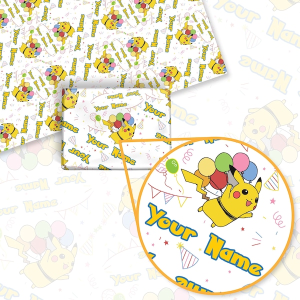 Custom Pikachu Gift Wrap, Wrapping Paper, Perfect for a Gift, Present, Holiday, Birthday! Japanese Anime