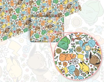 Starter Charmander Squirtle Bulbasaur Pikachu Eevee Wrapping Paper, Perfect for a Gift, Present, Holiday, Birthday! Japanese Anime