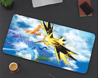 Zapdos Articuno Moltres Desk Mat! Perfect for a Gift, Present, Holiday, Birthday! Japanese Anime