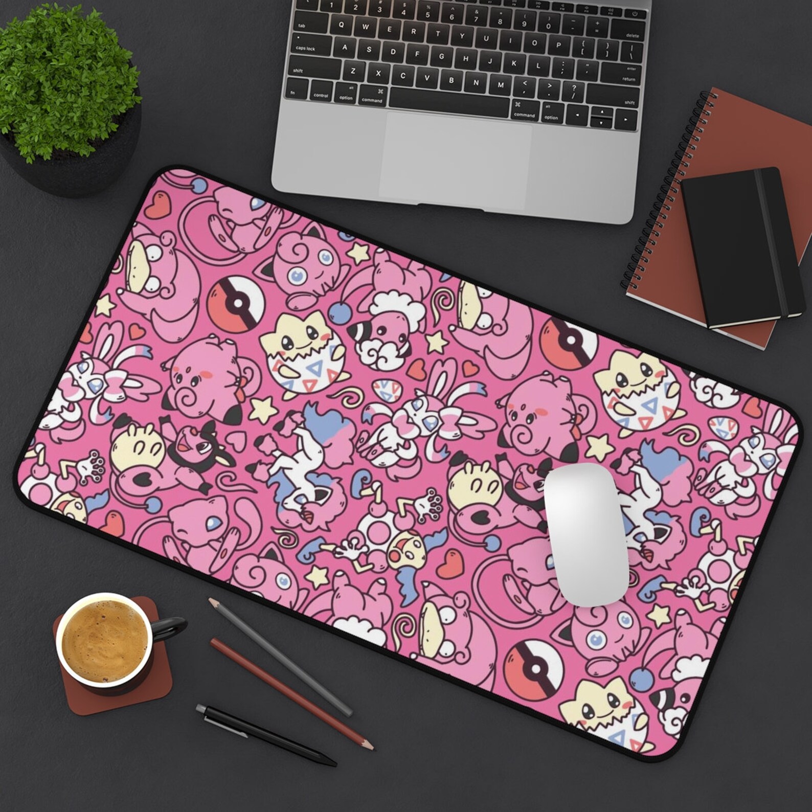 Mew Fairy Gaming Desk Mat Long Desk Mats Mousepad Christmas Etsy