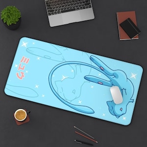 Mew Gaming Desk Mat, Long Desk Mats, Mousepad, Christmas Birthday Gift Idea, Anime Game Mats, Gaming Mousepad, Official Size Desk Mats