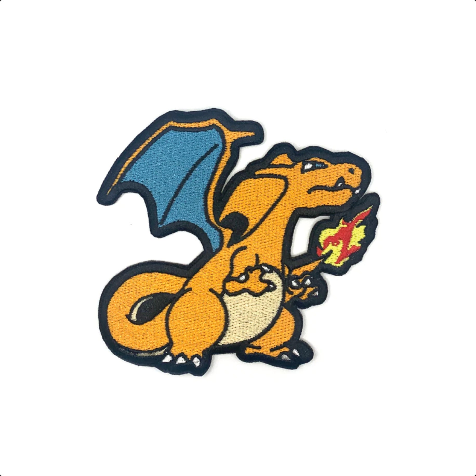 Shiny Mega Charizard Y - Iron on patch - Metallic Embroidered. Pokemon  patch.