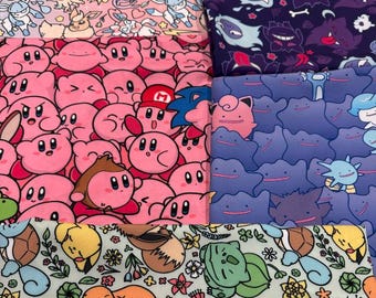 Eeveelutions and More Fabric - Pokemon Fabric - Pocket Monster Cartoon Fabric - Quilting Fabric - By The Yard