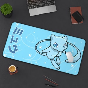 Mew Gaming Desk Mat, Long Desk Mats, Mousepad, Christmas Birthday Gift Idea, Anime Game Mats, Gaming Mousepad, Official Size Desk Mats