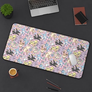 Eevee Eeveelutions Gaming Desk Mat, Long Desk Mats, Mousepad, Christmas Birthday Gift Idea, Anime Game Mats, Official Size Desk Mats