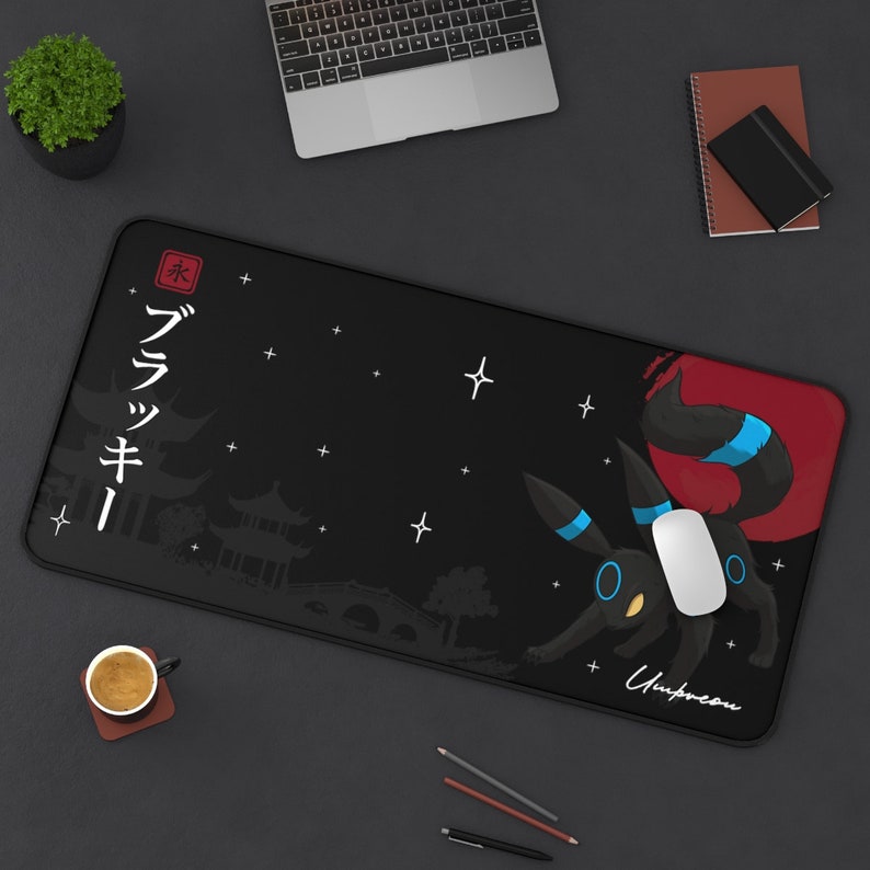 Umbreon Gaming Desk Mat Long Desk Mats Mousepad Christmas Etsy