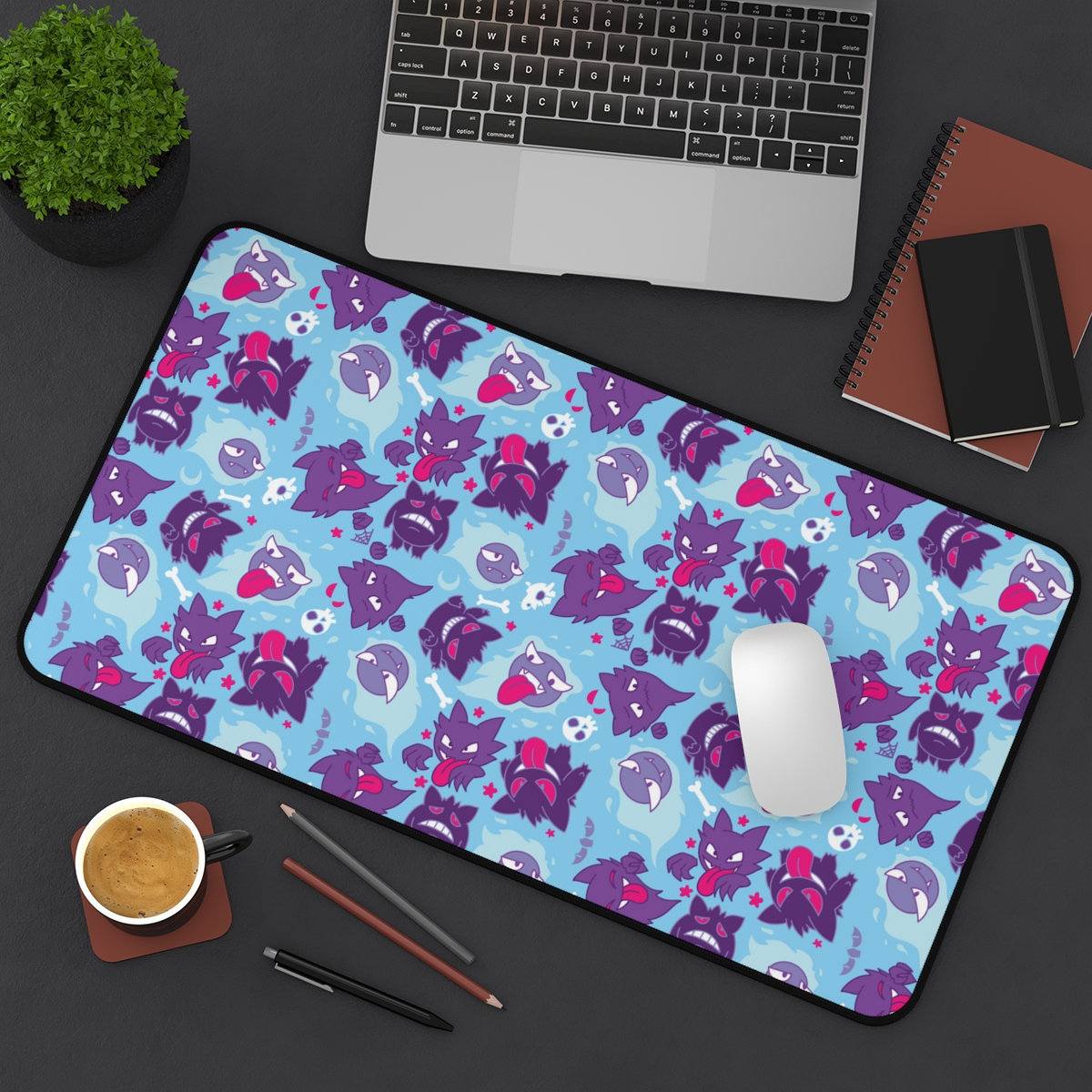 Gengar Family Gaming Desk Mat, Long Desk Mats Designed & Sold By