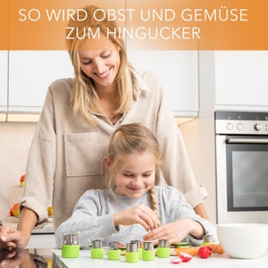 AVANA 9 Stück Edelstahl Ausstechformen Gemüse Obst Ausstecher Form Gemüseschneider Keks Schneider Gemüseausstecher für Kinder Grün zdjęcie 2