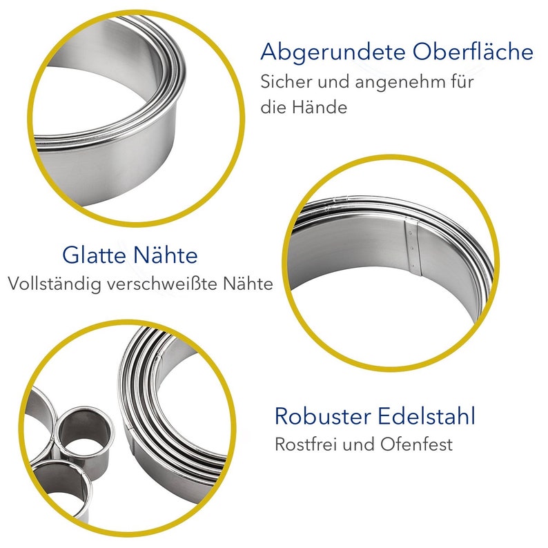 AVANA Edelstahl Ausstechformen 12 Stück Ringe Keksformen Cutter Set Speiseringe Keks Cookie Rund Plätzchen Ausstecher mit Aufbewahrungsbox Bild 3