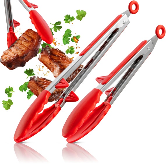 Set 2 Pinze Da Cucina In Acciaio Inox: Antiscivolo, Forate Per Griglia E Pane - 5