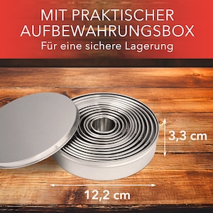 AVANA Edelstahl Ausstechformen 12 Stück gewellte Ringe Keksformen Cutter Set Keks Cookie Rund Plätzchen Ausstecher mit Aufbewahrungsbox Bild 6