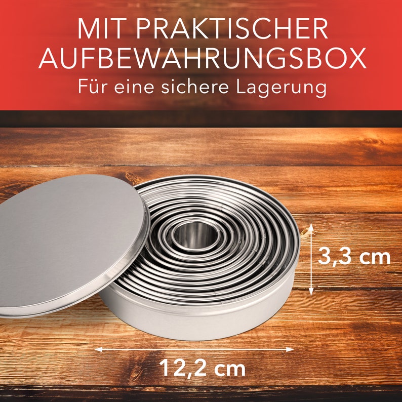 AVANA Edelstahl Ausstechformen 12 Stück gewellte Ringe Keksformen Cutter Set Keks Cookie Rund Plätzchen Ausstecher mit Aufbewahrungsbox Bild 6