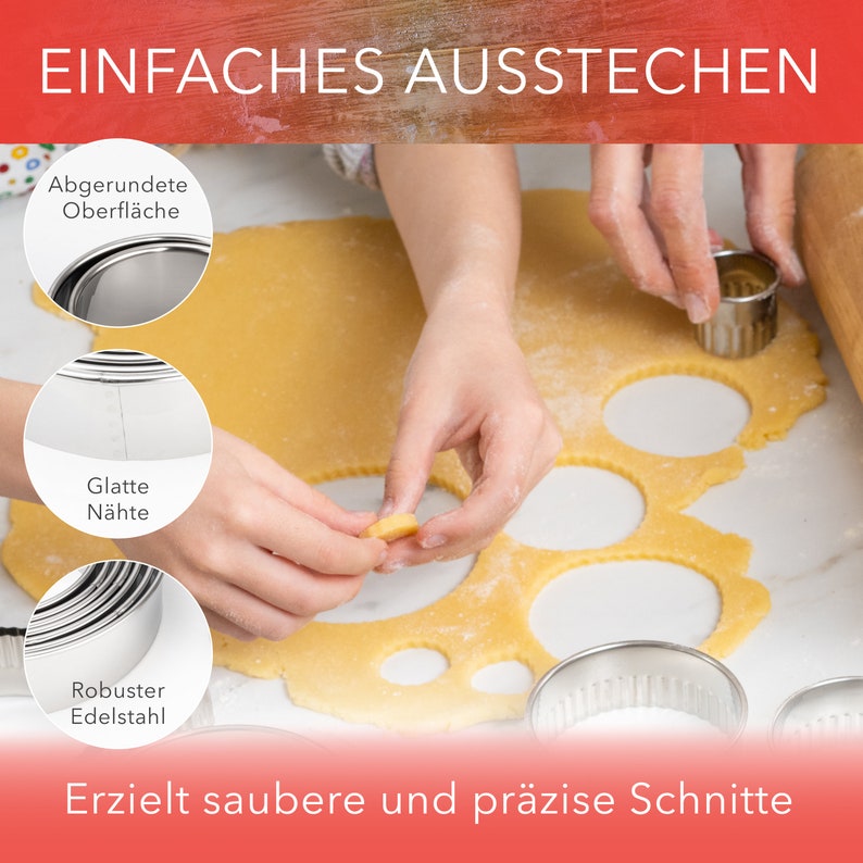 AVANA Edelstahl Ausstechformen 12 Stück gewellte Ringe Keksformen Cutter Set Keks Cookie Rund Plätzchen Ausstecher mit Aufbewahrungsbox Bild 4