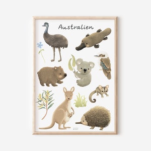 Poster Australia - cameretta dei bambini minimalista Poster Australia - cameretta dei bambini Animali australiani