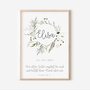 Poster Taufspruch Wald Blumenkranz - Geschenk zur Taufe von Pate / Patin - Geschenk Taufe - Taufgeschenk Poster - Patenkind Poster - 002