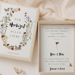 Geschenkschachtel Hochzeit - Geldgeschenk Hochzeit Blumenkranz Geldgeschenk mit Namen des Brautpaars - personalisiertes Hochzeitsgeschenk