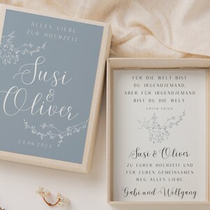 Geschenkschachtel Hochzeit Winterblumen - Geldgeschenk Hochzeit Wald Zweig - Geldgeschenk Brautpaar - personalisiertes Hochzeitsgeschenk