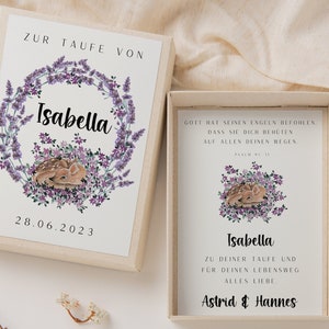 Geschenkdoos voor doop herten bloemen tender - weide bloem geld cadeau voor doop - gepersonaliseerde doop cadeau baby herten baby weide bloem