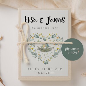 Geschenkschachtel Hochzeit Garten - Geldgeschenk Hochzeit Vogelhochzeit Geldgeschenk mit Namen Brautpaars - Hochzeitsgeschenk personalisiert