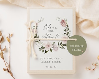 Geschenkschachtel Hochzeit - Geldgeschenk Hochzeit Blumenkranz Geldgeschenk mit Namen des Brautpaars - personalisiertes Hochzeitsgeschenk